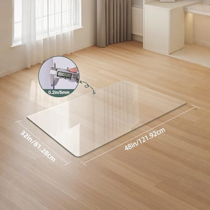 Tempered Glass Chair Mat 48" x 32",1/5" Thick for Office Desk,Rolling Chair Mat for Carpet, Odorless, Easy to Clean with 4 Non-Slip Pads for Carpet & Hardwood Floors - size: 48" x 32"