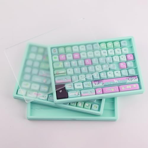 Hyekit Keycaps Storage Box, 3th Floor PBT Dustproof Display Case, 180 Keys Visible Top Cover Keycaps Collection Box for Cherry MOA XDA SA OEM MSA DSA Mao Profile Mechanical Keyboard Keycap (Green)