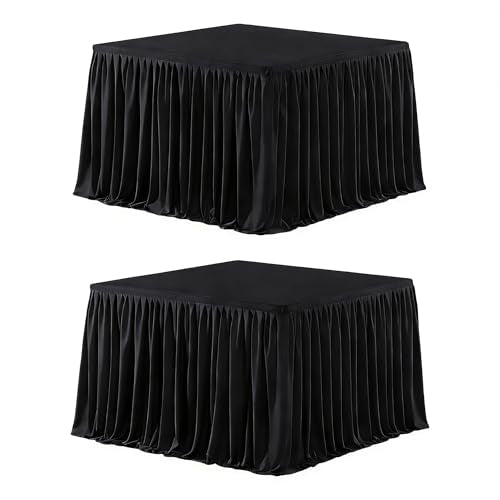 Wish Care 2 Pack Black Square Table Clothes for 34x34 Inch Tables, Polyester Fitted Tablecloths 2.8ft Stretch Table Cover for Wedding, Birthday, Parties, Trade Show, Craft Show - color: Black, size: 34" x 34" (2.8 Ft - 2 Pcs)