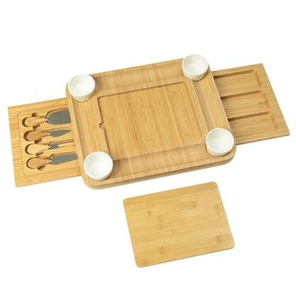 drmvalg Charcuterie Board Cheese Tray Set with Stainless Steel Knives, Slates and Bowls. Gift for Housewarming, Wedding Couple, Bridal Shower (CB002) - size: CB002