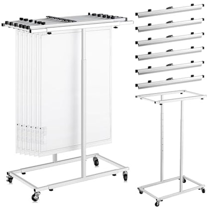 Kolldenn Mobile Blueprint Storage Rack Adjustable Holder with 6 Pcs Blueprint Clamps 4 Wheels Storage Organizer Stand for File Display Plan Office Home(24 Inch) - size: 24 Inch