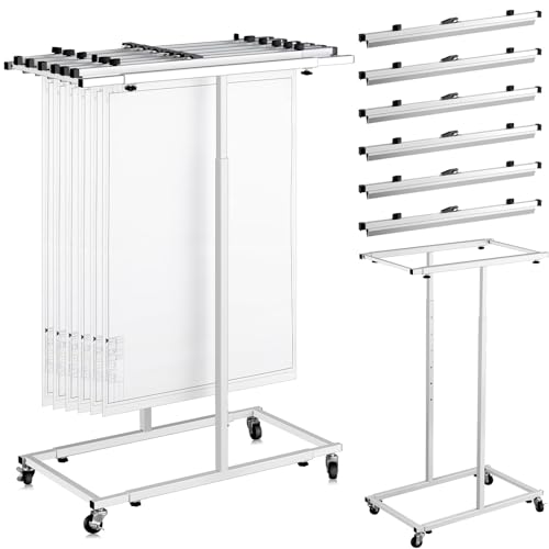 Kolldenn Mobile Blueprint Storage Rack Adjustable Holder with 6 Pcs Blueprint Clamps 4 Wheels Storage Organizer Stand for File Display Plan Office Home(24 Inch) - size: 24 Inch
