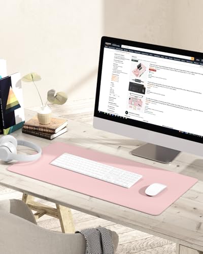 YSAGi Non-Slip Leather Desk Pad Blotter, Waterproof Laptop Computer Desk Keyboard Mat, Table Protector Mat, Large Mouse Pad for Office/Work/Home/Decor(Pink, 31.5" x 15.7") - color: Pink, size: 31.5" x 15.7"