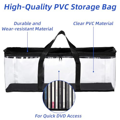DVD Storage Bags 6 Pack DVD Storage Holder Case Clear PVC Media Holder with Handles for DVDs, CDs, Video Games, Books, Black