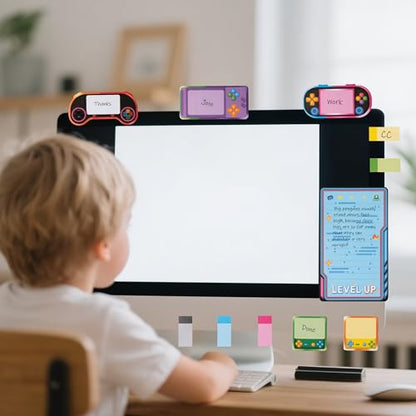 B1ykin Sticky Notes Set - 550 Sheets Writing Pad Light Video Game Design | Self-Stick Notes Pages, Teacher Appreciation Gift, School Office Supplies, Level Up Video Game Design