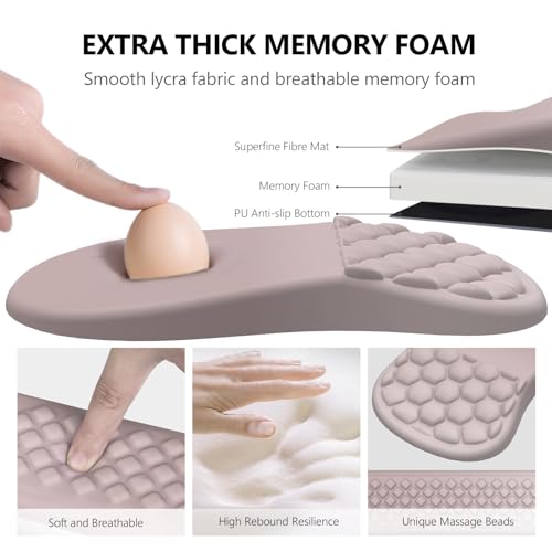 Mouse Pad with Wrist Rest & Keyboard Wrist Rest, Memory Foam - color: Gradient Pink