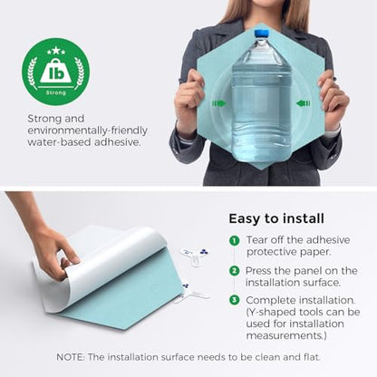 Self-Adhesive Acoustic Panels [390 lbs/yd³ Ultra-High Density], 2nd Generation Sound Absorbing Panel, Professional Level Sound Panel, Polyester Soundproof Foam [Medium Hexagon, Light Sky Blue] - color: Light Sky Blue, size: Medium Hexagon (12''x10''x0.4''