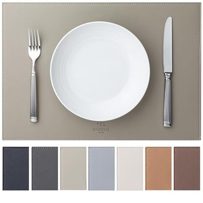 Baroyal Faux Leather Placemats Set of 6 Vinyl Washable Wipeable Table Mats for Kitchen Dining Table Heat Resistant Waterproof Indoor/Outdoor Placemats Non-Slip Easy Clean Place Mats-Almond Birch - color: B-almond Birch
