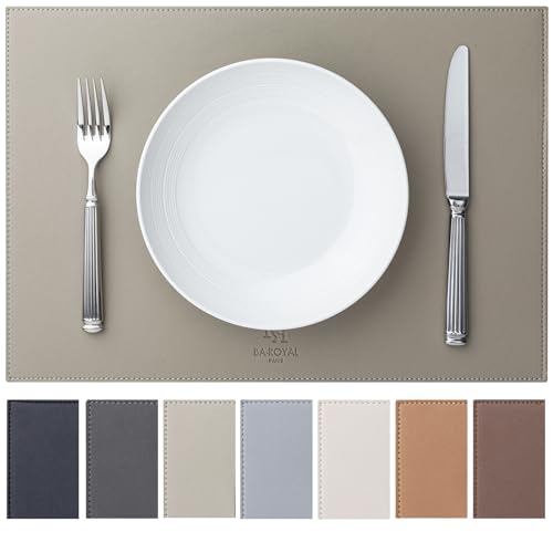 Baroyal Faux Leather Placemats Set of 6 Vinyl Washable Wipeable Table Mats for Kitchen Dining Table Heat Resistant Waterproof Indoor/Outdoor Placemats Non-Slip Easy Clean Place Mats-Almond Birch - color: B-almond Birch
