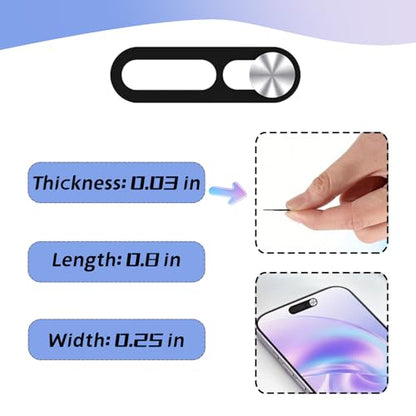 Front Camera Cover,Camera Covers Compatible with iPhone 17/17 Air / 17 Pro/ 17 Pro Max,Privacy Protection Slide, 2 Pack-Silver - color: Silver
