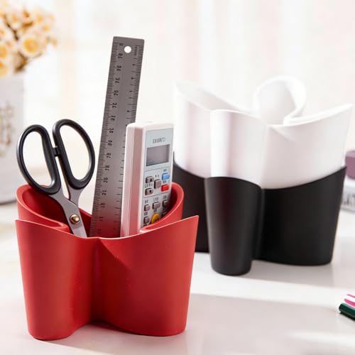 Khakho Flower Shape Remote Control Holder,Desk Organizer Storage Container, Office Supplies Desktop Organizer Rack,Multi-Functional Remote Control Box (White) - color: White