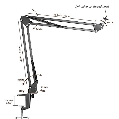 LenTok Overhead Tripod Mount for Camera Webcam Ring Light, Flexible Over Head Arm for iPhone with Phone Holder and Ball Head, Table Stand Accessory for Phone Video Recording Live Stream
