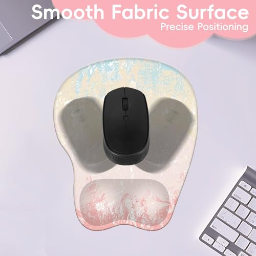 Mouse Pad with Wrist Rest Ergonomic Mouse Pad with Comfortable M-Shape Pain Relief Wrist Support Non-Slip PU Base Mousepad for Laptop, Office & Home (Pretty Pink Painting) - color: Pretty Pink Painting