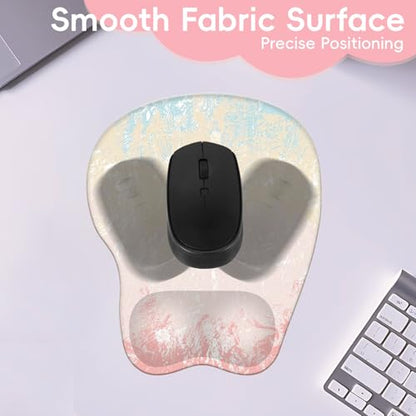 Mouse Pad with Wrist Rest Ergonomic Mouse Pad with Comfortable M-Shape Pain Relief Wrist Support Non-Slip PU Base Mousepad for Laptop, Office & Home (Pretty Pink Painting) - color: Pretty Pink Painting