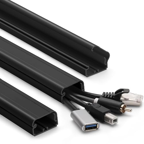 39in Cord Covers for Wires on Wall, YCLYC Wall Cord Cover, Large TV Cable Hider Wall Kit, Black TV Cord Hider for Wall Mounted TV, Electrical Cable Raceway Cord Organizer, 3 X L13in W1.2 H0.7 - color: Black, size: Medium-39in