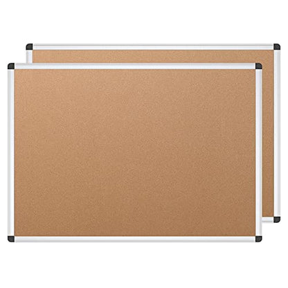 VIZ-PRO Cork Notice Board, 48 X 36 Inches, Pack of 2, Silver Aluminium Frame - size: 2 Pack 48 X 36 Inches