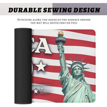 America 250 Mouse Pad Statue of Liberty America Flag Mousepad Extended Large Laptop Keyboard Non-Slip Rubber Base with Stitched Edges for Home Office Computer Keyboard Laptop 31.5x11.8 Inch - color: America 250 America Flag, size: 31.5" x 11.8"