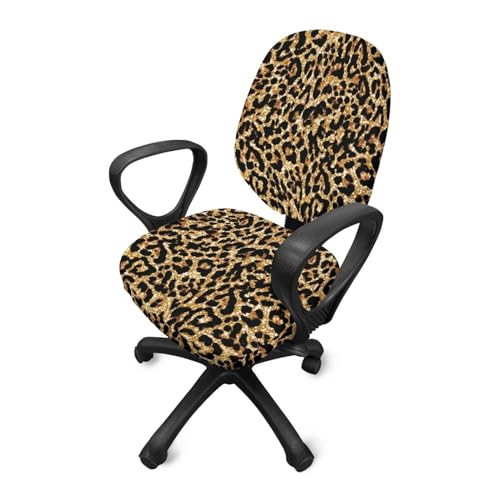 Leopard Computer Chair Covers Stretchable Office Chair Cover Dorm Computer Rotating Chair Slipcover 2 Piece Washable Seat and Back Cover Desk Chair Seat Cushion Protectors Cheetah - color: Leopard Print