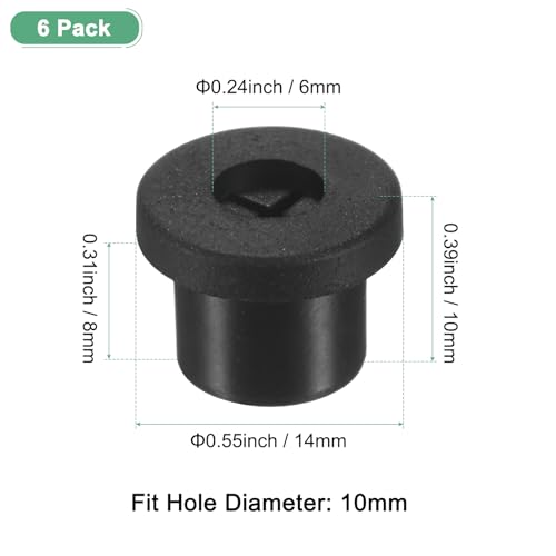M METERXITY 6-Pack Rubber Grommets for Wiring 10mm Desk Grommet Double-Sided Flexible Cable Cord Grommet Desk Hole Cover for Cables/Wires Through Protection Cable Grommet [Black] - size: 10mm