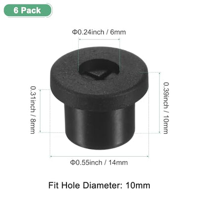 M METERXITY 6-Pack Rubber Grommets for Wiring 10mm Desk Grommet Double-Sided Flexible Cable Cord Grommet Desk Hole Cover for Cables/Wires Through Protection Cable Grommet [Black] - size: 10mm