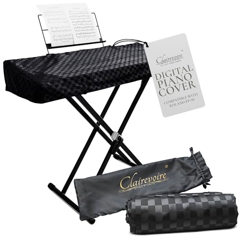 Clairevoire Digital Piano Cover, Piano Keyboard Covers -Protective for Roland Piano Covers FP Series, Durable and Waterproof Piano Keyboard Dust Cover, Piano Keyboard Case -Roland FP-10 Ebony Black - color: Ebony Black, size: FP-10