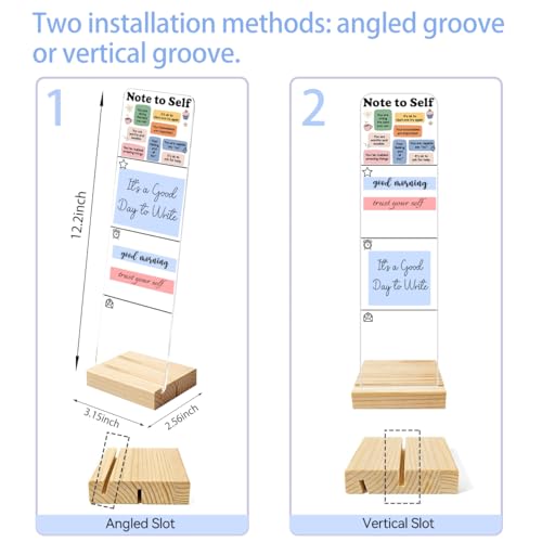 Sticky Notes Monitor Memo Board Acrylic Holder with Removable Wooden Base, Note to Self Positive Affirmations Logo Desk Set with 200 Sheets Two Sizes Sticky Notes, Office Desk Accessories Organizer - color: Noteself