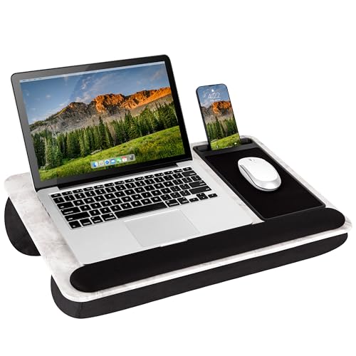 LAPGEAR Home Office Pro Lap Desk with Wrist Rest, Mouse Pad, and Phone Holder - White Marble - Fits up to 15.6 Inch Laptops - Style No. 91591 - color: White Marble, size: Home Office Pro W/Wrist Rest