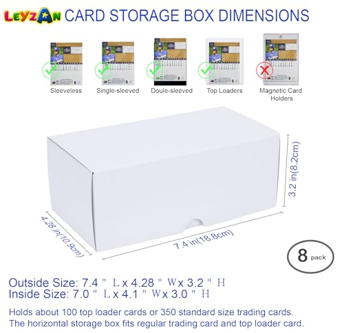 Trading Card Storage Box for toploader, 8-Pack•100 Count Cardboard Top Loaders Storage Box with Dividers & Labels for TCG/Magic/Mtg Organizer and Collection, 7 INCH - size: 8 piece 7in for Toploader