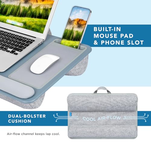 LAPGEAR Home Office Pro Lap Desk with Wrist Rest, Mouse Pad, and Phone Holder - Slate Blue - Fits up to 15.6 Inch Laptops - Style No. 91623 - color: Slate Blue, size: Home Office Pro W/Wrist Rest