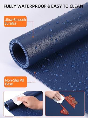 TopMade Mouse Pad with 15W Wireless Charging, XXL Large Leather Desk Mat, Waterproof Gaming Mousepad Home Office Desk Pad Protector, Blue (Includes 20W PD Power Adapter & 6.56ft Woven Cable) - color: Blue With Adapter