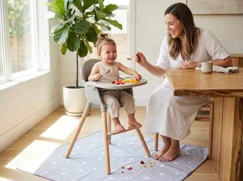 Splat Mat for Under High Chair/Arts/Crafts, WOMUMON Washable Baby Spill Mat Waterproof Anti-Slip Floor Splash Mat, Portable Play Mat and Table Cloth (Star, 51") - color: Star