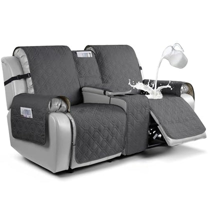 VANSOFY Loveseat Recliner Cover with Console 100% Waterproof Sofa Slipcovers Non-Slip Reclining Couch Cover Split Sofa Covers Furniture Protector for Pets, Dogs(Charcoal Gray) - color: Charcoal Gray