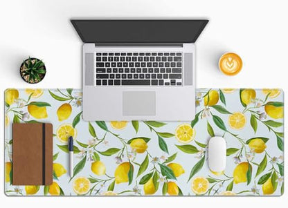 Lemon Gaming Mouse Pad, Extended Large Mouse Mat Desk Pad, Big Computer Keyboard Desk Pad, Stitched Edges Mousepad, 3mm Thick Long Non-Slip Rubber Base Mice Pad, 31.5 X 11.8 Inch - color: Lemon