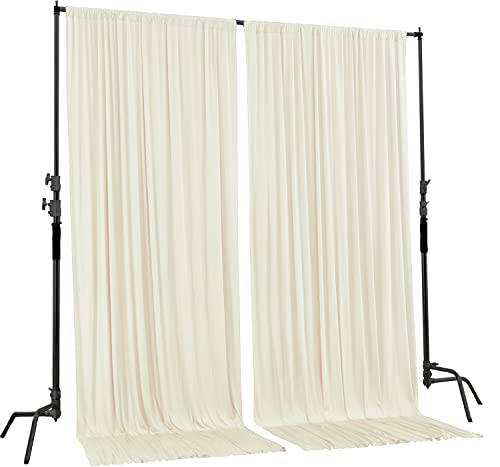 AK TRADING CO. 10 feet x 8 feet IFR Polyester Backdrop Drapes Curtains Panels with Rod Pockets - Wedding Ceremony Party Home Window Decorations - Ivory - color: Ivory
