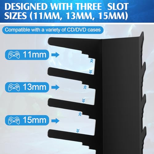 8 Pcs Video Game Case Storage, Heavy-duty Metal Discs Case Holder Wall Mount, Media Storage Shelves Compatible with DVD, Video Game Organizer, Gaming Accessories, Holds up to 144
