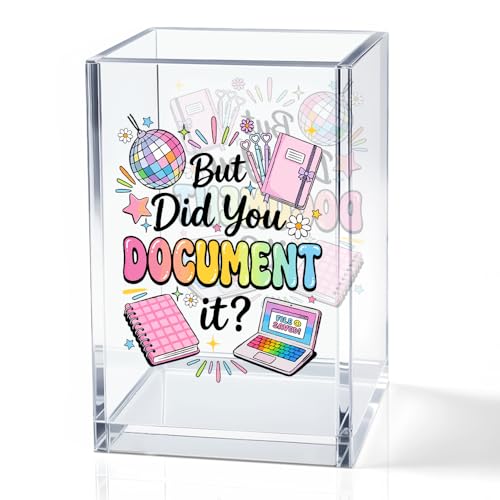 But Did You Document It Acrylic Cosmetic Pencil Holder Cup, Pen Holder for Home Office Desk Accessories for Women Coworker Nurse HR, Funny Office Desk Pen Organizer, Marker Holder, Work Gifts - color: rainbow & pink