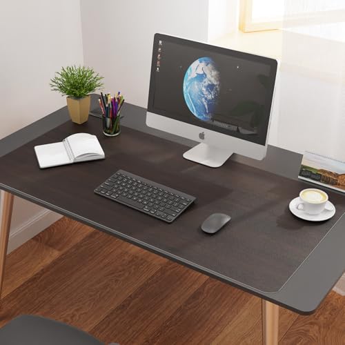 PVC Desk Mat Vintage Table Cover Protector, Non-Slip Writing Desk Pad for Laptop & Keyboard, Waterproof Desktop Mat for Office Home Coffee Kitchen Dresser (Wood-Grain Dark Brown, 42” x 96") - color: Wood-grain Brown, size: 96" x 42"