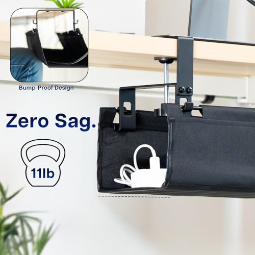 VIVO Clamp-on Under Desk 31 inch Fabric Cable Management Tray, Wire Concealer, Power Strip Storage, Workspace Organization, Easy Fold Down Access, Black, DESK-AC31F-C - size: 31"