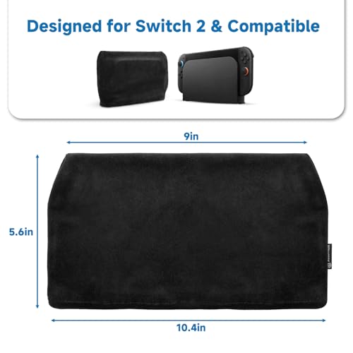 Dust Cover Compatible with Nintendo Switch 2 Console & Dock | Stretch Fabric Dust Guard Sleeve, Anti Scratch Protector for Switch 2 Console with Charging Dock, Black, Dust Cover Only