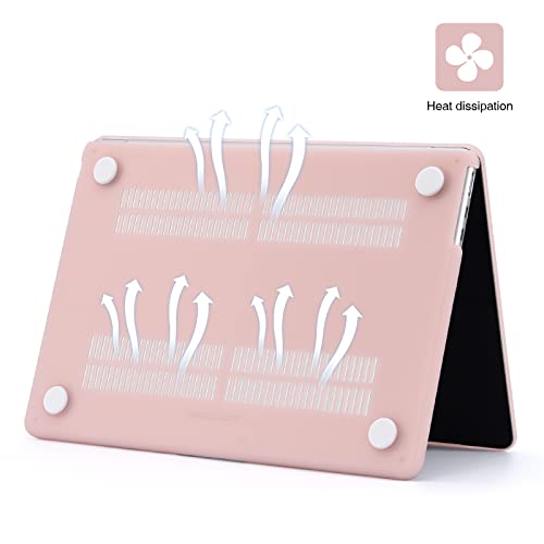 EooCoo Case Compatible with MacBook Air 13 inch M5 2026-2022 Release M4 M3 M2 A3449 A3240 A3113 A2681, Hard Shell&Keyboard Skin Cover&Screen Protector for Mac Air 13.6 inch, Matte Dusty Pink - color: Matte Dusty Pink