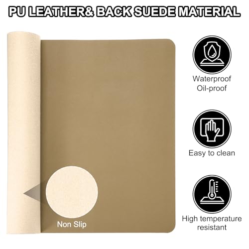 Patikil Desk Mat, 48"x17" Non-Slip Waterproof PU Leather Desk Pad, Dual Sided, Gold Tone - color: Gold Tone, size: 48"x17"