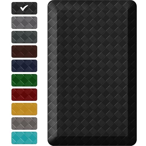 StepRite 1” Thick Kitchen Mats for Floor, Anti Fatigue Kitchen Rugs, Non-Slip,Heavy Duty Water Resistant Kitchen Rug, Standing Desk Mat for Friends, Family, Home, Kitchen, Office (32" x 20", Black) - color: Black, size: 32"L x 20"W x 1"Th