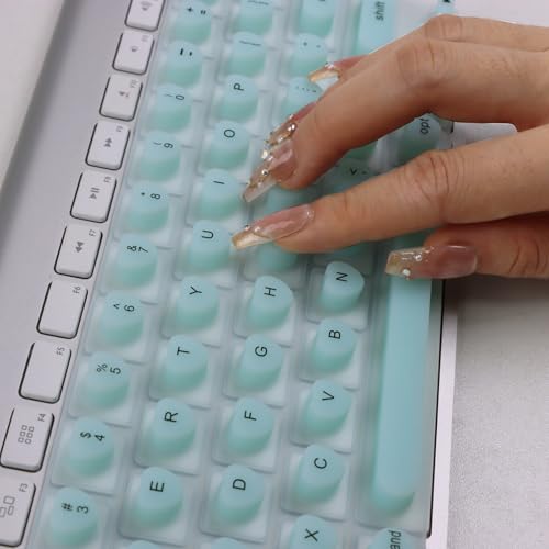 Keyboard Cover for Long Nails Compatible with MacBook Pro 13 inch M2 2023, 2022, 2021 2020 M1 A2338 A2289 A2251&Compatible with MacBook Pro 16 2020 2019 A2141 Touch ID, US ANSI (Green & Heart) - color: Green