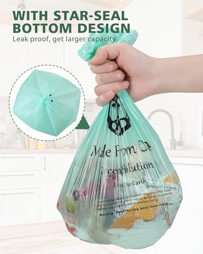 AYOTEE 200 Count 1.2 Gallon Small Biodegradable Trash Bags, Compost Bags for Countertop Bin, 4.5 Liter Mini Trashbags Compostable Trash Bag Small Waste Basket Liners for Bathroom Kitchen Pet