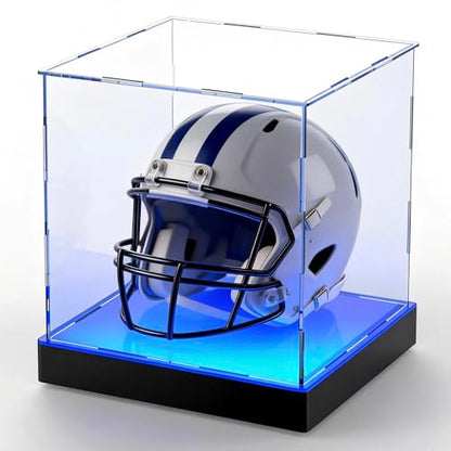 Light Up Acrylic Display Case with RGBW LED Lights, USB Powered with Switch Panel & App Control, Clear Collectible Display Box for Full Size Basketball, Collectables & Trophy, 12x12x12 Inch - size: 12''(L) x 12''(W) x 12''(H)