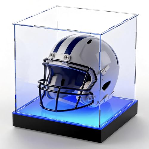 Light Up Acrylic Display Case with RGBW LED Lights, USB Powered with Switch Panel & App Control, Clear Collectible Display Box for Full Size Basketball, Collectables & Trophy, 12x12x12 Inch - size: 12''(L) x 12''(W) x 12''(H)