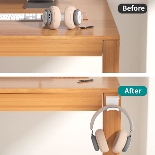 HomeMount Under Desk Headphone Hook - Adhesive Headphone Stand Hanger for Desk - White - color: White
