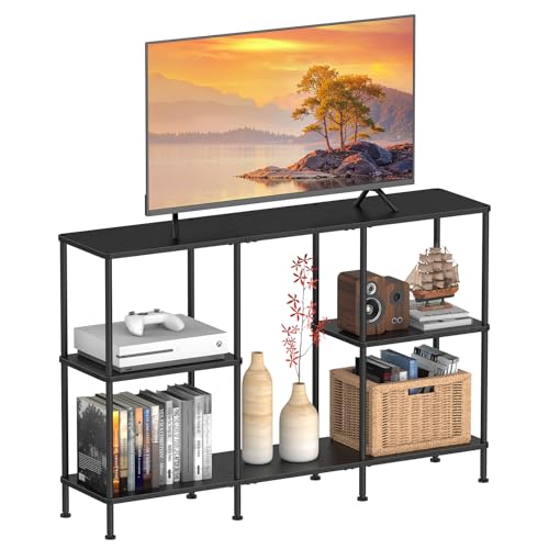 TV Stands for Living Room, Black TV Stand for 50 Inch TV, Tall Entertainment Center with 3 Tier Open Storage,TV Console Table for Bedroom, Media Cabinet with Shelves for 50 43 40 32 Inch TV, Black - color: Black