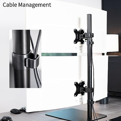 VIVO Freestanding Dual Vertically Stacked Ultra-Wide Monitor Desk Stand, Extra Tall Heavy Duty Adjustable Mount for 2 Ultrawide Screens up to 45 inches, 25 lbs Per Screen Capacity, Black, STAND-V200L - size: Up to 45", style: Steel Base