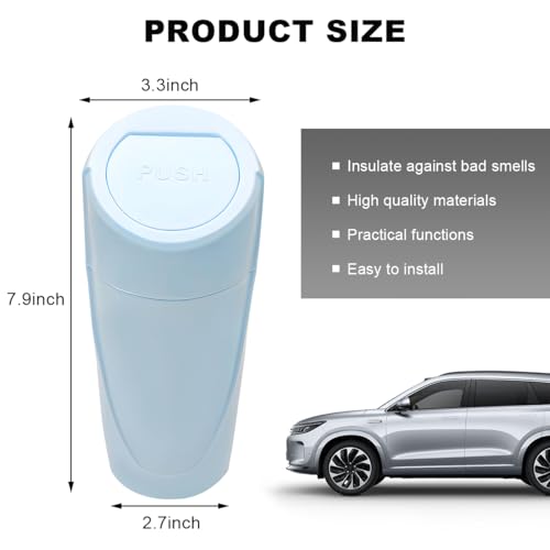 Car Trash Can with Lid, Mini Car Garbage Bin Leakproof Cup Holder Trash Can, Multipurpose Organizer Door Pocket Trash Cup Fits Auto Home Office, Universal Garbage Can (Light Blue) - color: Light Blue